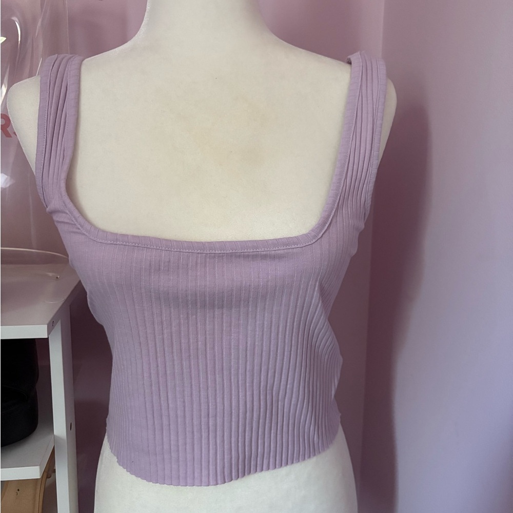 Noize Purple Ribbed Sleeveless Crop Top